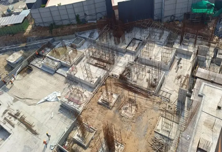 Tower B - Upper basement Columns in progress