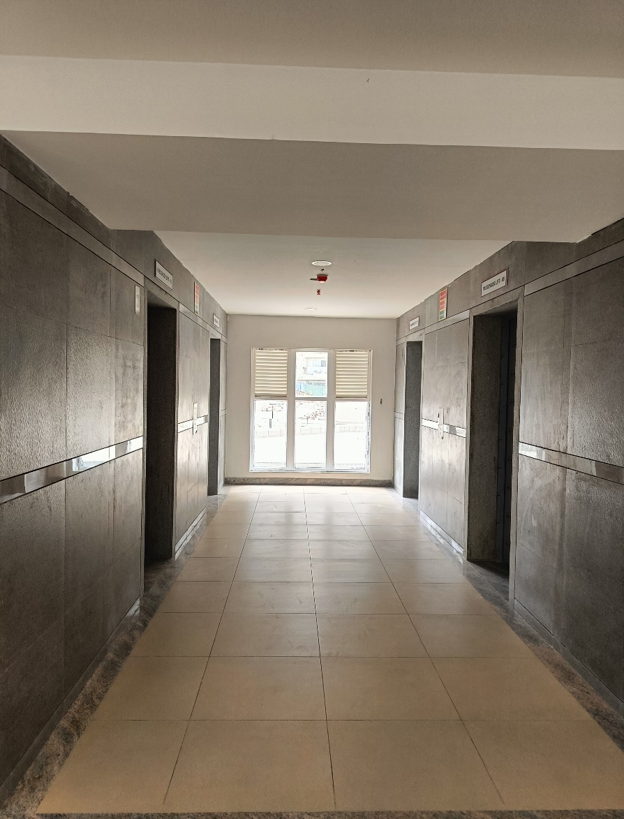 D Block   External paint work in progress. Tiling work in flats work in progress. Terrace clay tile finishing work in progress. Basement VDF work in progress. Lift installation work in progress