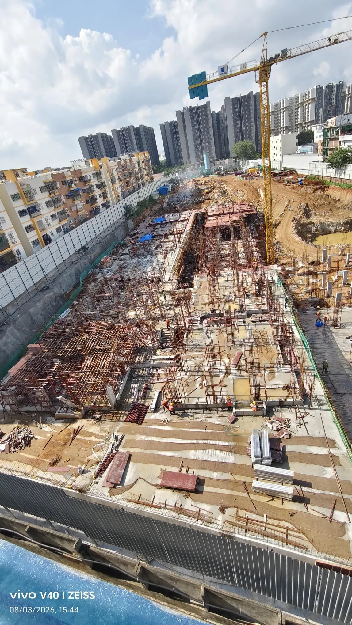 Basement 1 Floor slab concreting completed Ground floor slab concreting work in progr