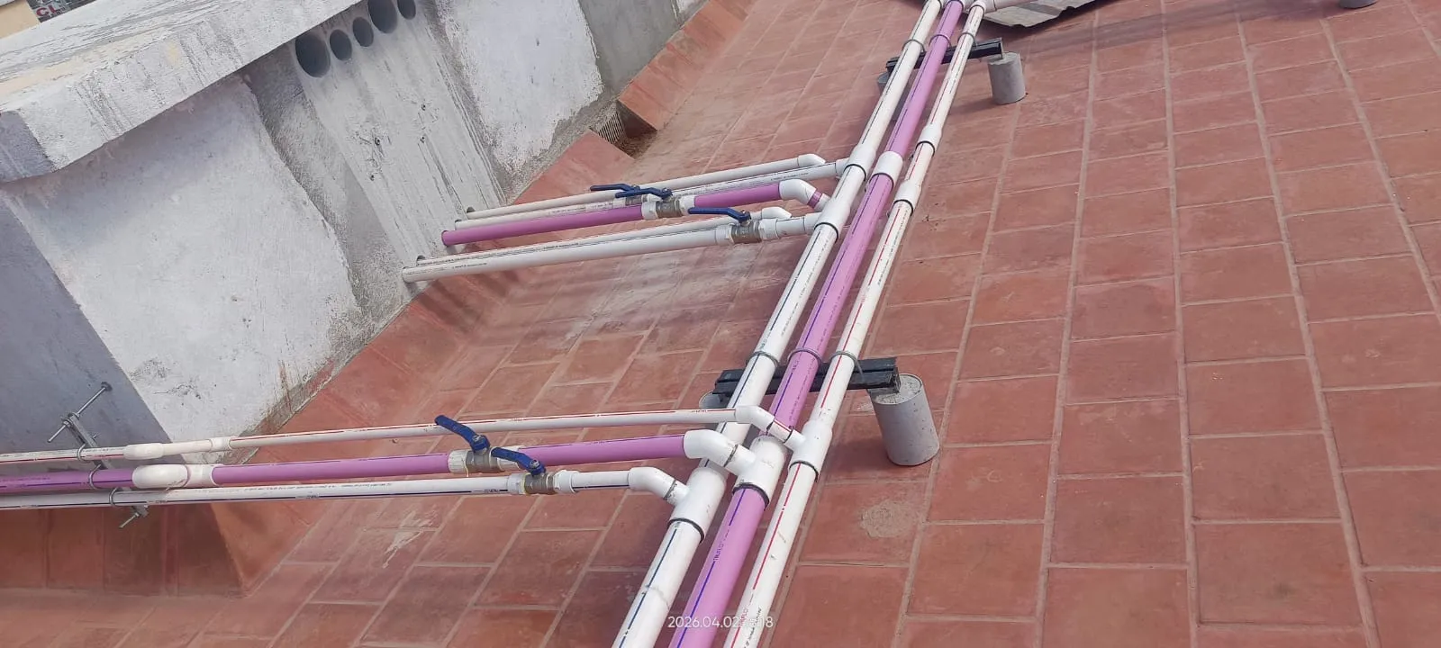 Tower 1 & 2  Above terrace activities Terrace piping work  in progress