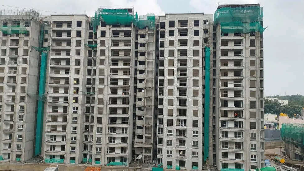 Tower L |Above terrace work in progress. Tiling in progress