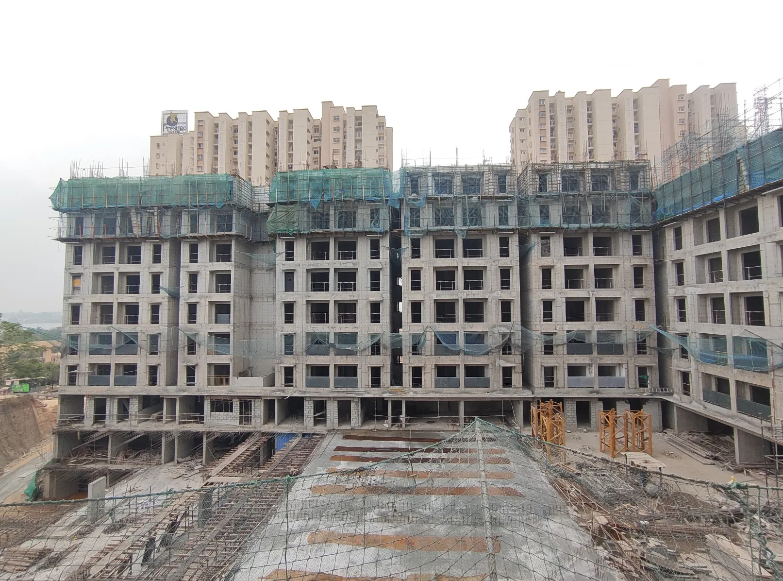 Wing C -8th & 9th floor slab shuttering WIP,  Non tower Area Upper basement and Ground floor slab shuttering WIP
