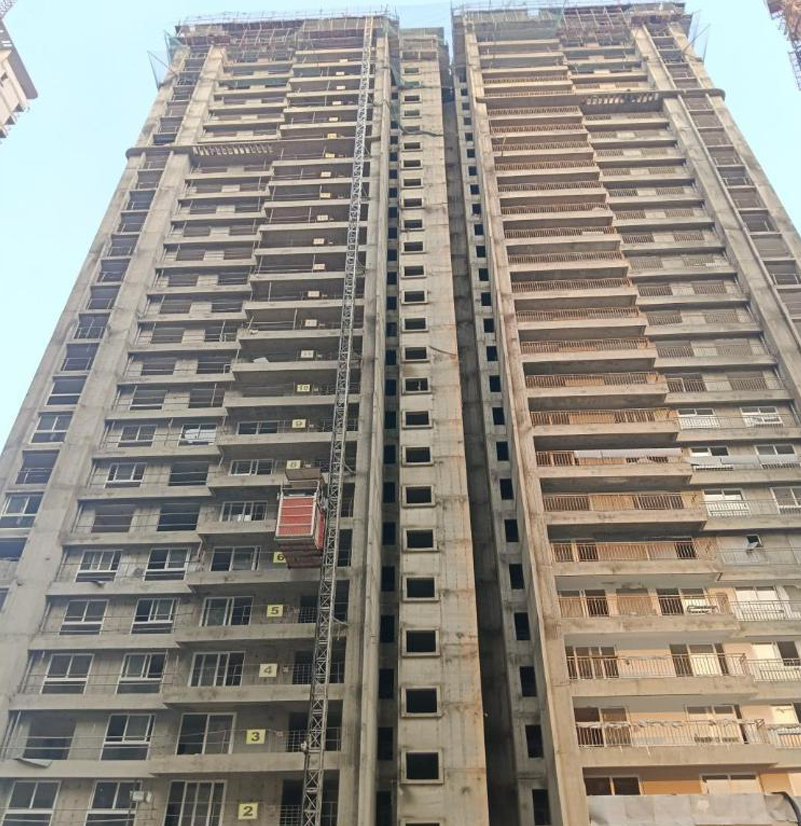 • Above terrace floor shuttering and reinforcement works in progress