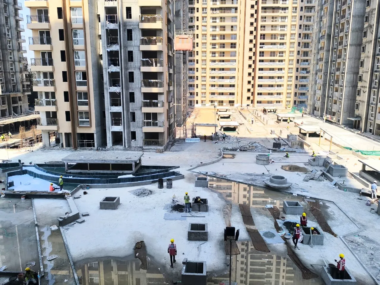 Podium water proofing works and pergola works in progress