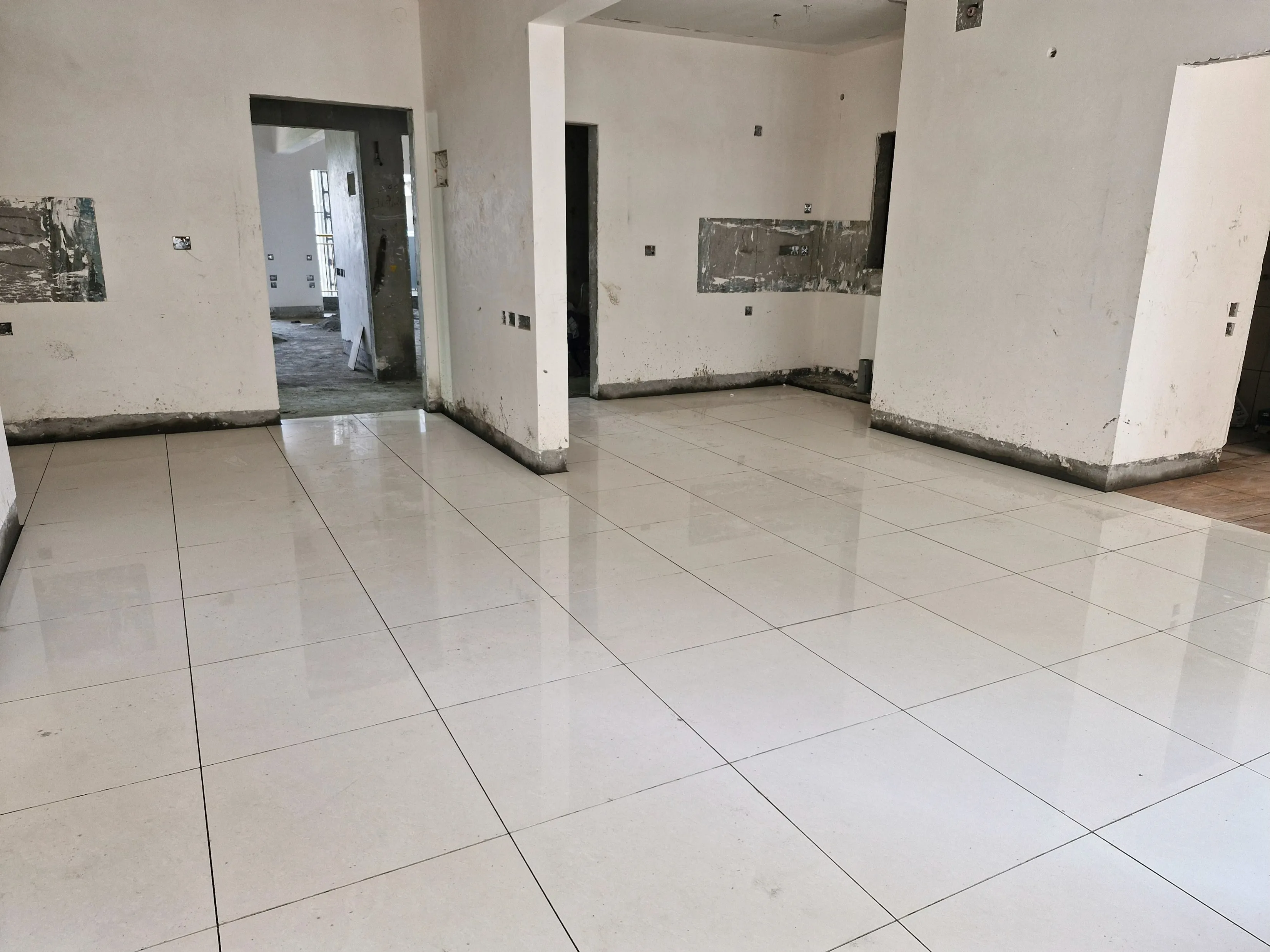 Plastering and  flooring work in progress