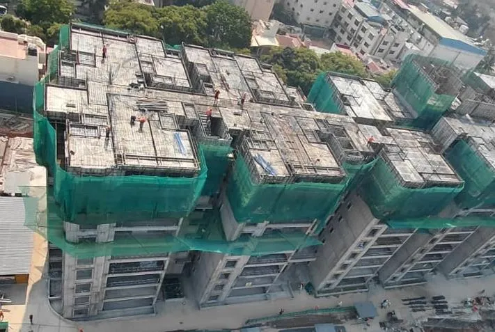 Tower – E: Eighth floor slab completed.