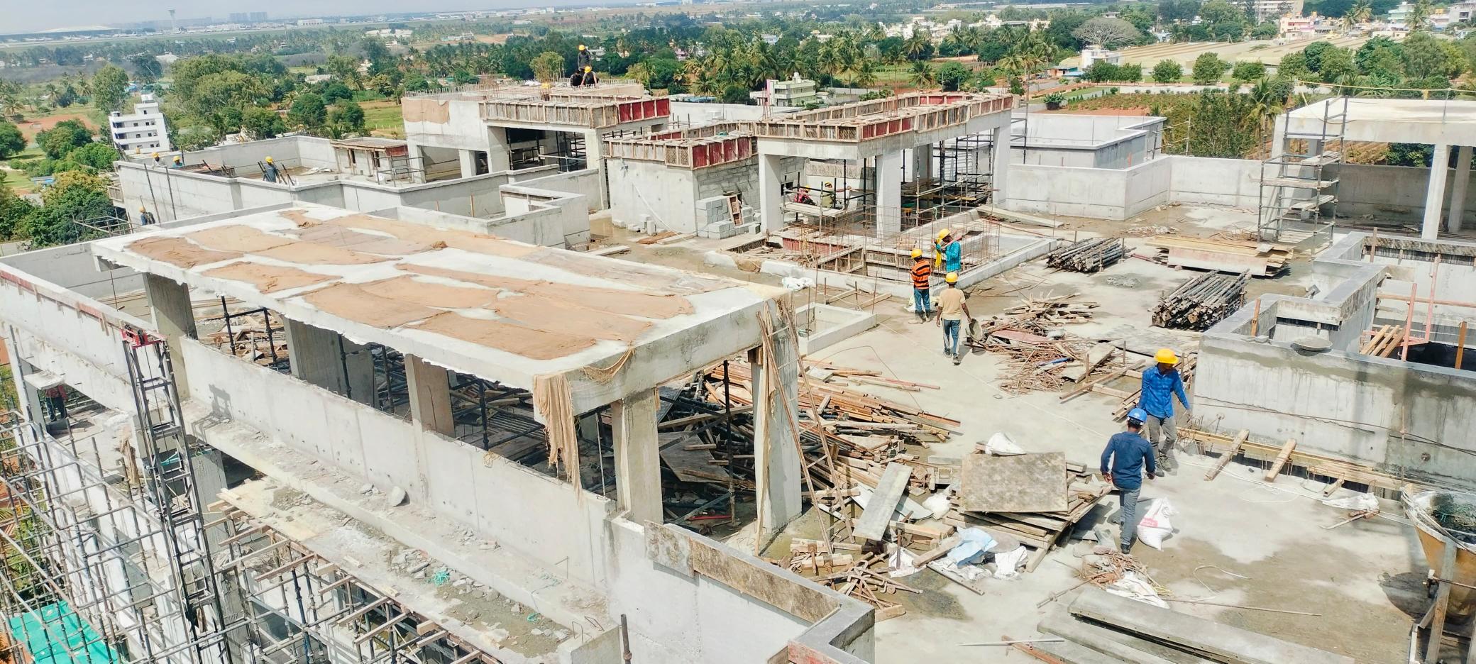 Above terrace activities WIP LMR room slab casting completed Parapet wall concreting completed Elevation features slab completed Over head tank concreting completed Staircase Headroom slab casted