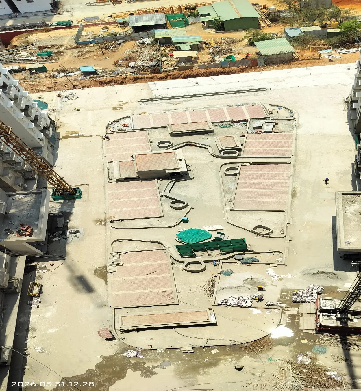 Podium waterproofing work in progress