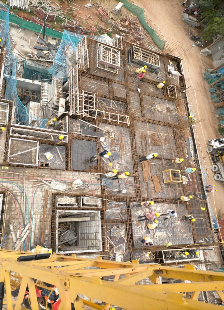 Tower A 2nd floor slab concreting is in progress