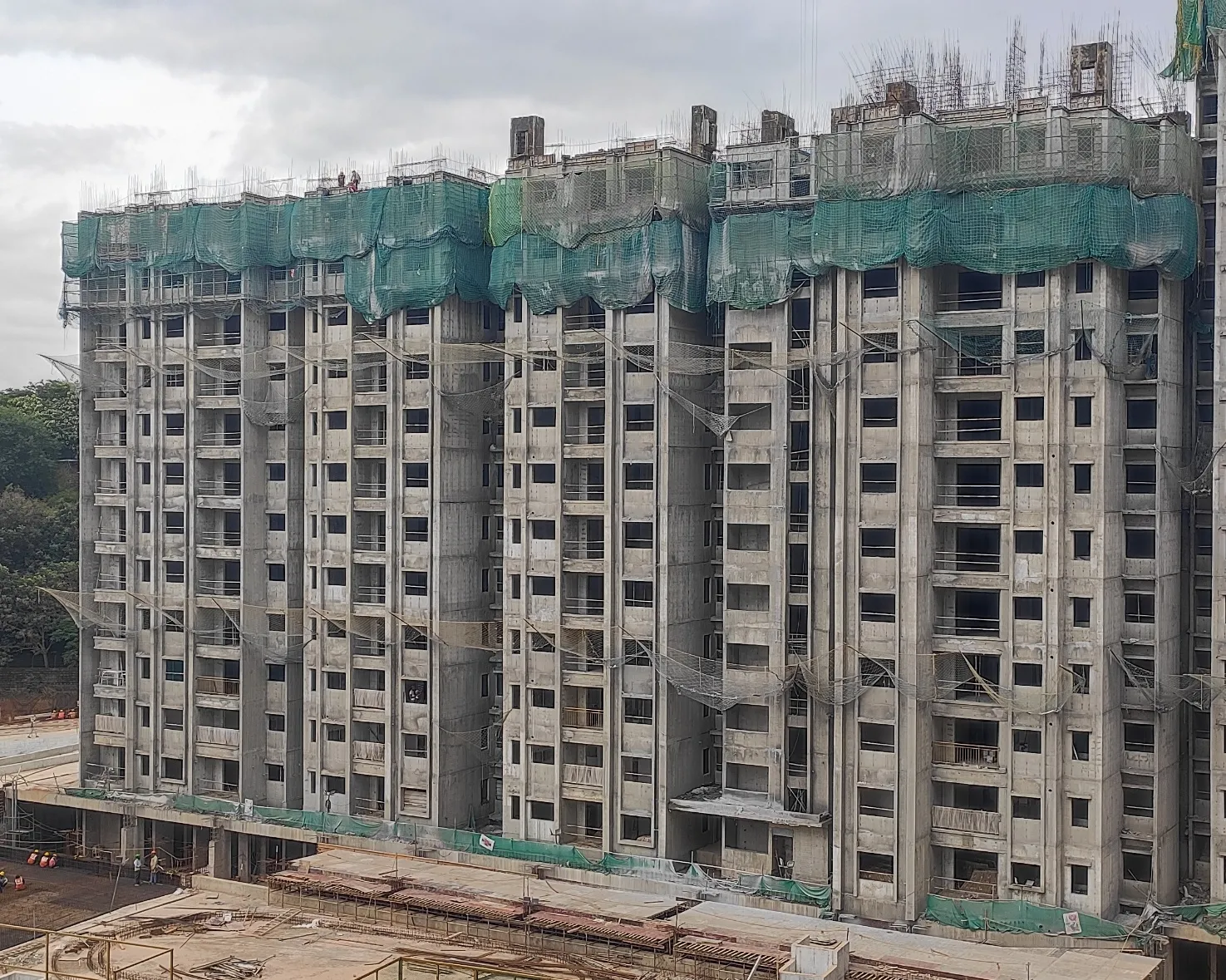Tower B | 12thFloor | Part of the slab is cast. Reinforcement & shuttering work in progress | 13th Floor –Reinforcement and shuttering work is in progress for part of the slab.