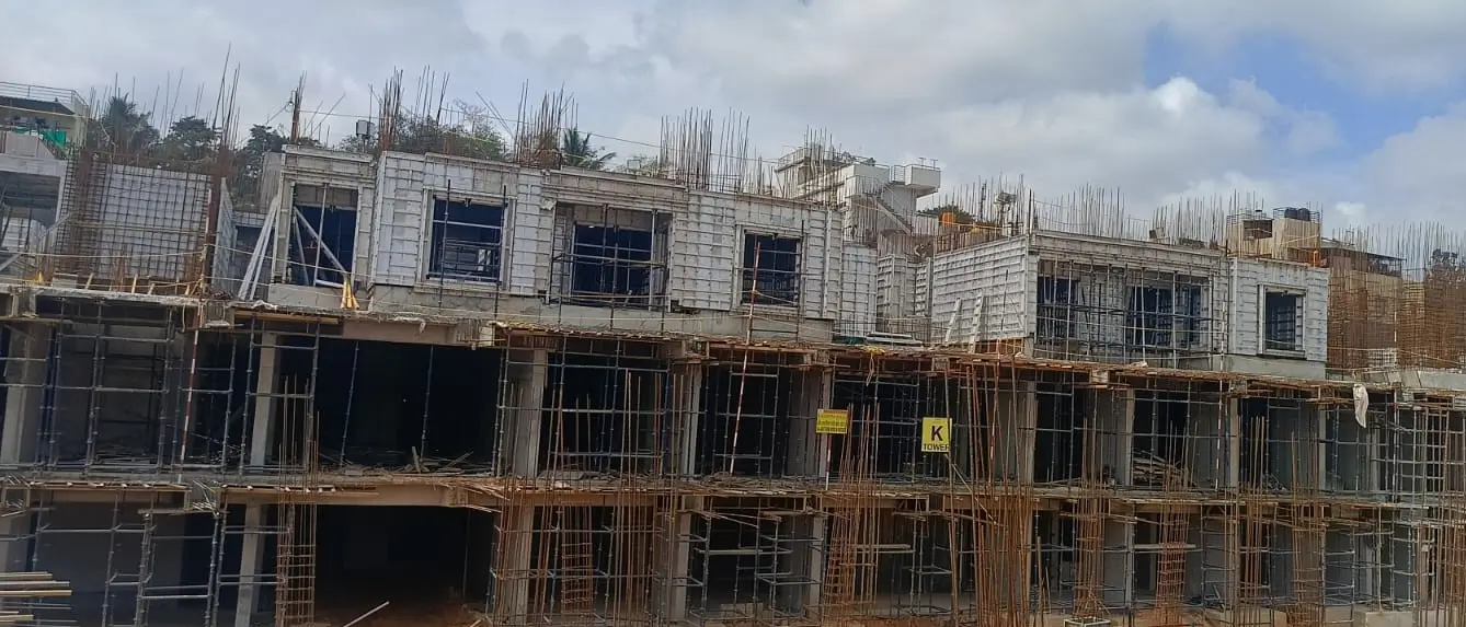 TOWER – K: Ground floor slab completed, First floor works in progress