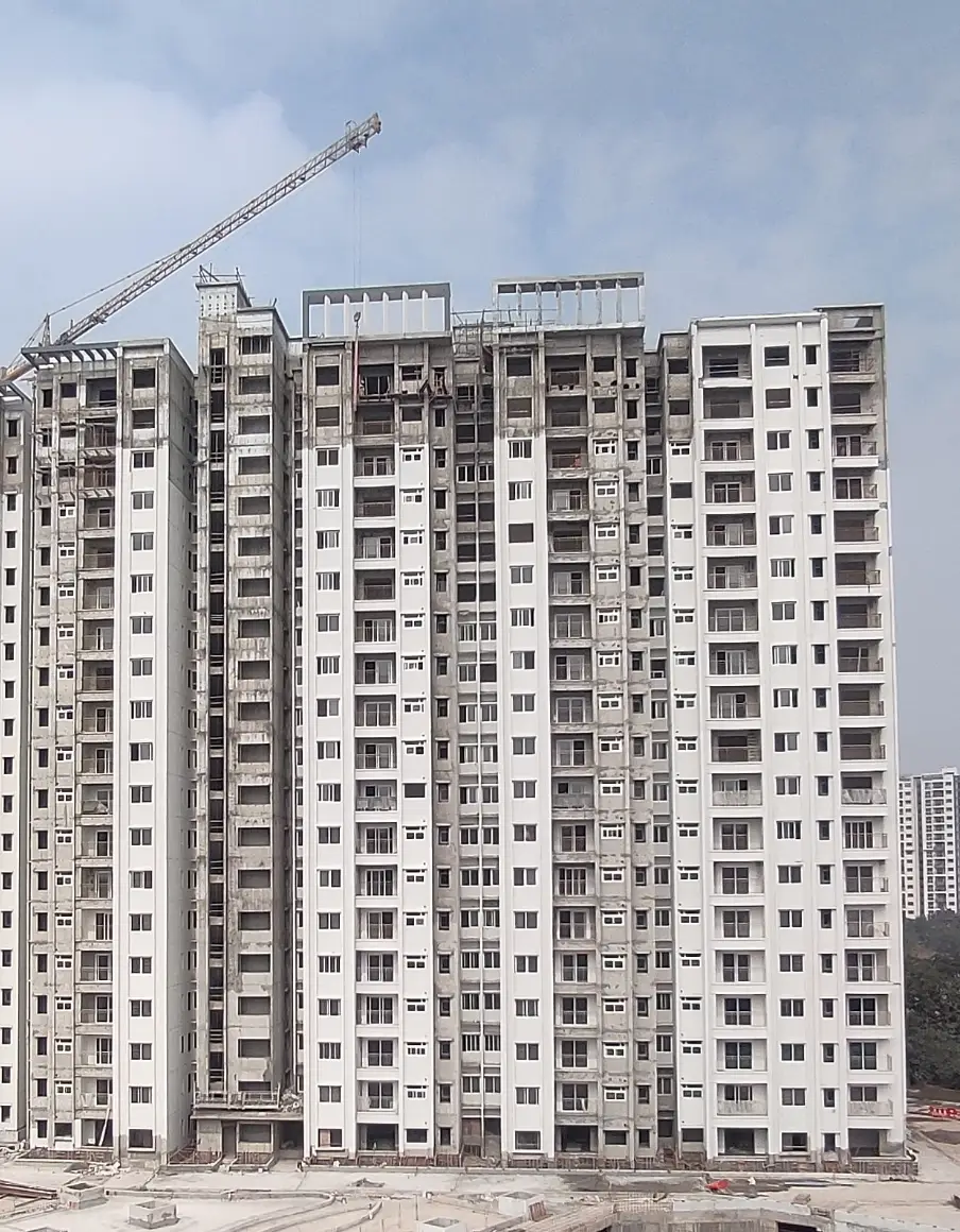 D & E - Elevation features work completed. Tower E - Terrace Waterproofing work in progress.