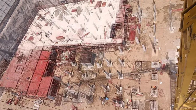 Enclave-Tower B Foundation work in progress Basement – Shuttering work in progress and part of the slab is cast