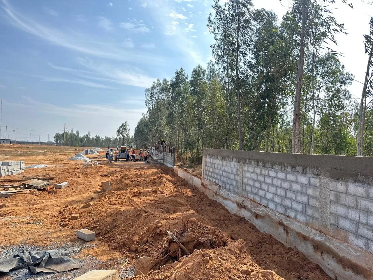 Compound wall work in progress on South side