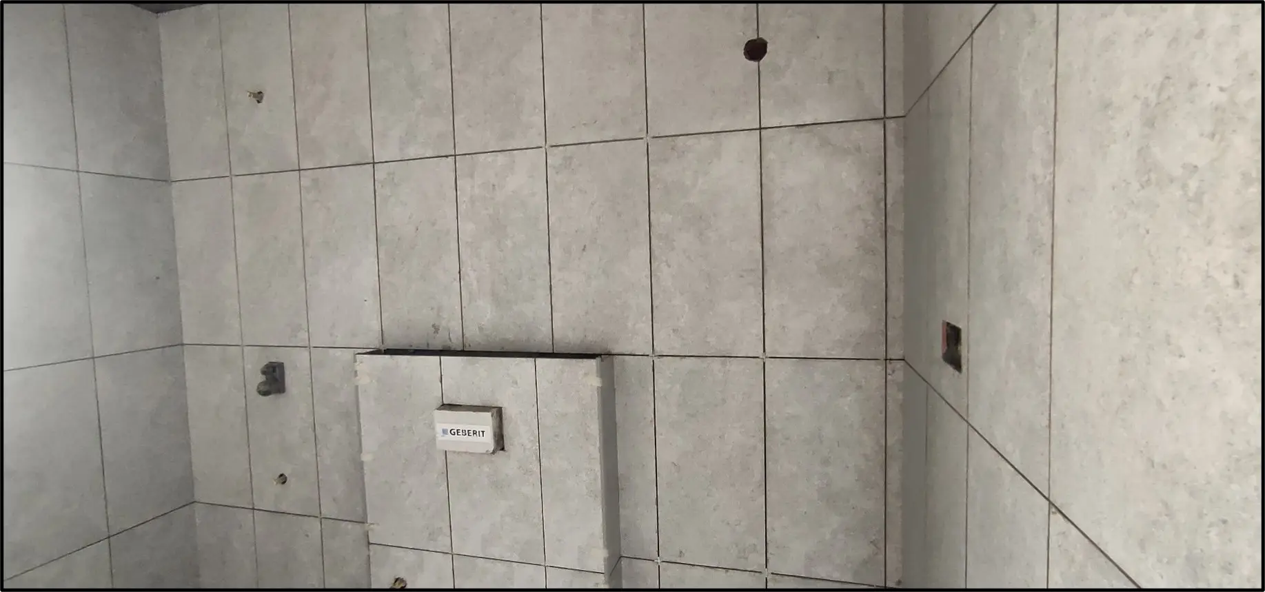 Tower-F Wall Tiling - Wall Dado, flooring work in progress.
