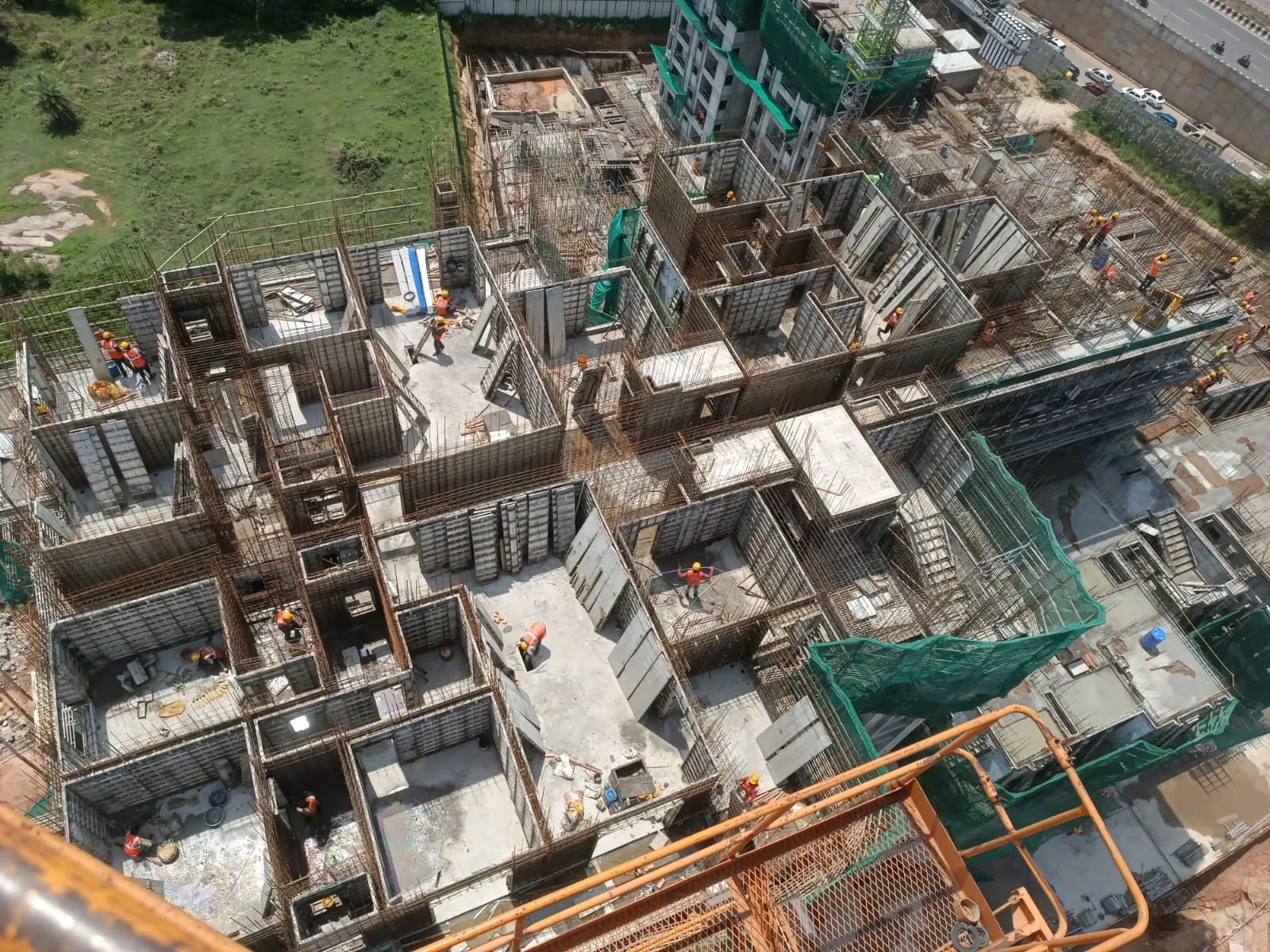 Tower A 15th floor wall reinforcement & shuttering in progress 11th Floor part of slab is cast 12th floor wall reinforcement in progress