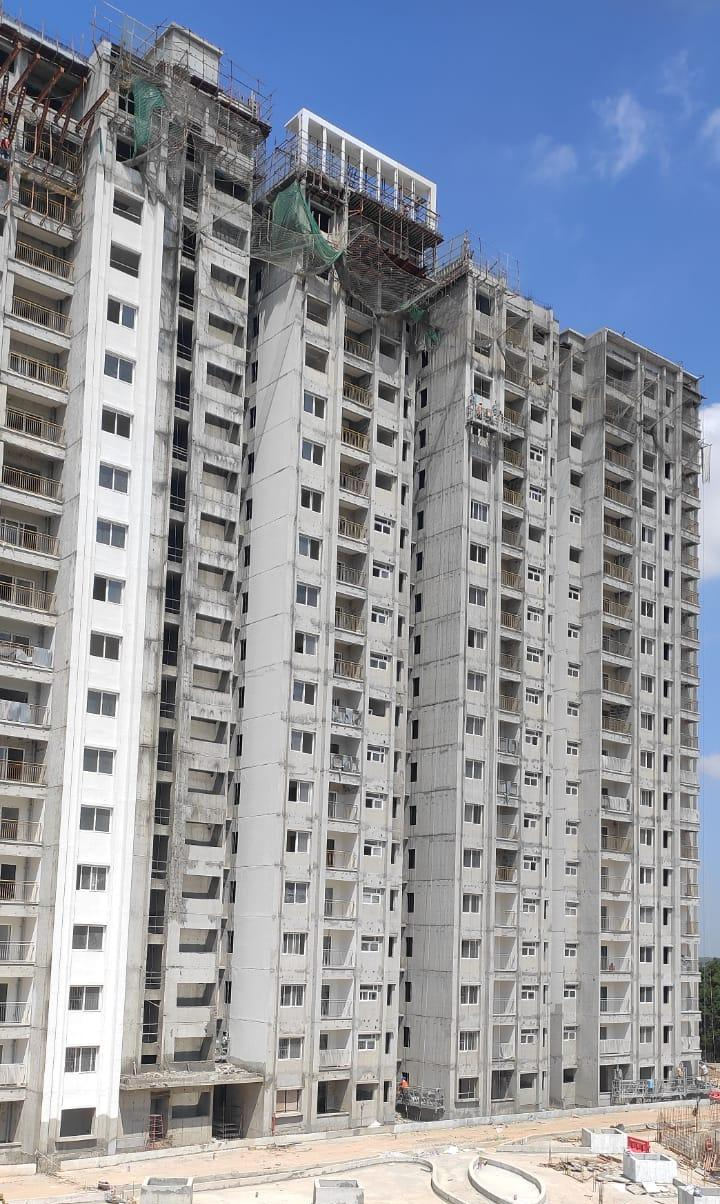 Tower E- External painting activities are in progress