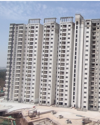 Tower D, E, F - D,E & F -Terrace Parapet, Elevation features pergola work completed. Tower E & F - Terrace Waterproofing work in progress.