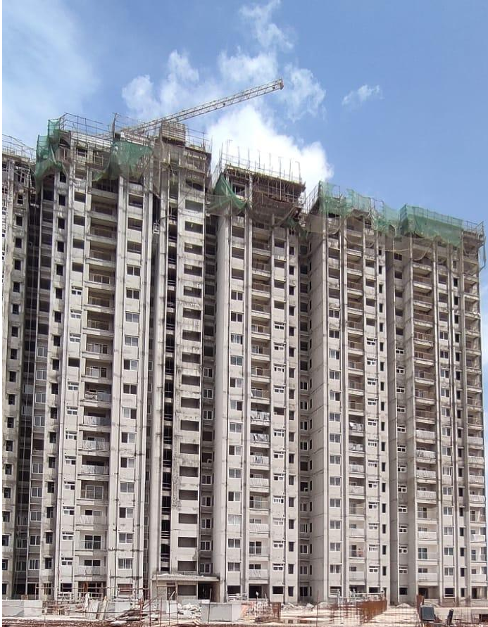 Tower E- External painting activities are in progress