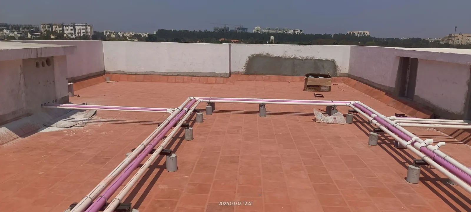 Fairmont Tower 1 & 2 Above terrace activities Tile grouting completed Terrace piping work in progress