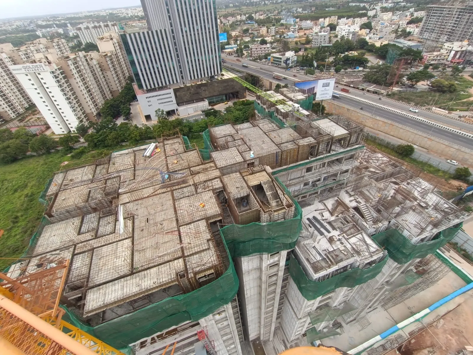 Tower A Reinforcement & shuttering in progress for part of 17th floor slab Wall reinforcement in progress in 14th floor