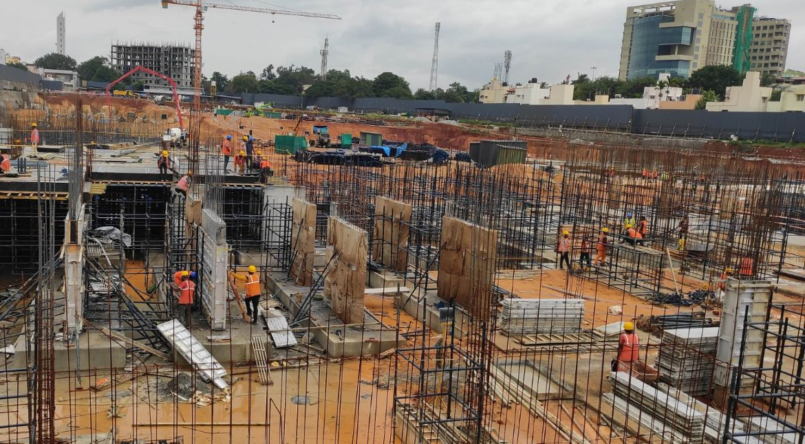 Tower – I: Upper Basement slab shuttering works are in progress