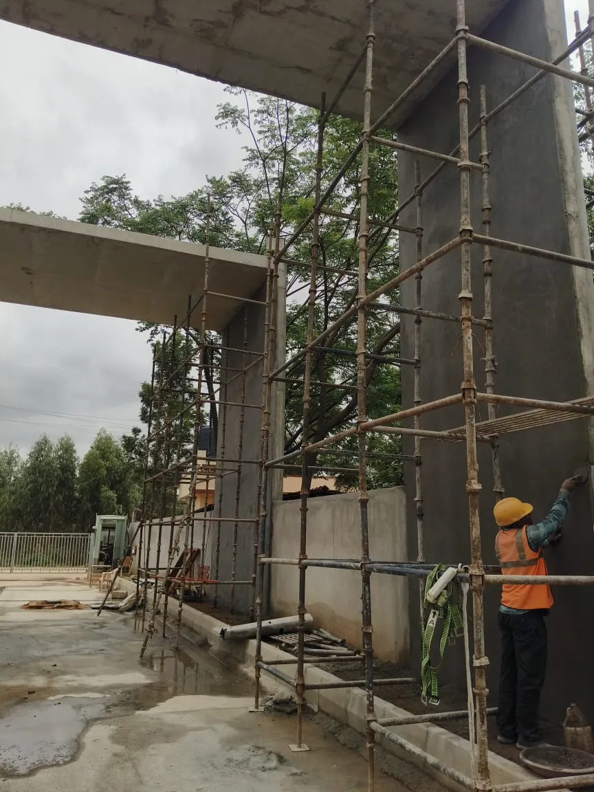 Entry portal | Plastering work in progress