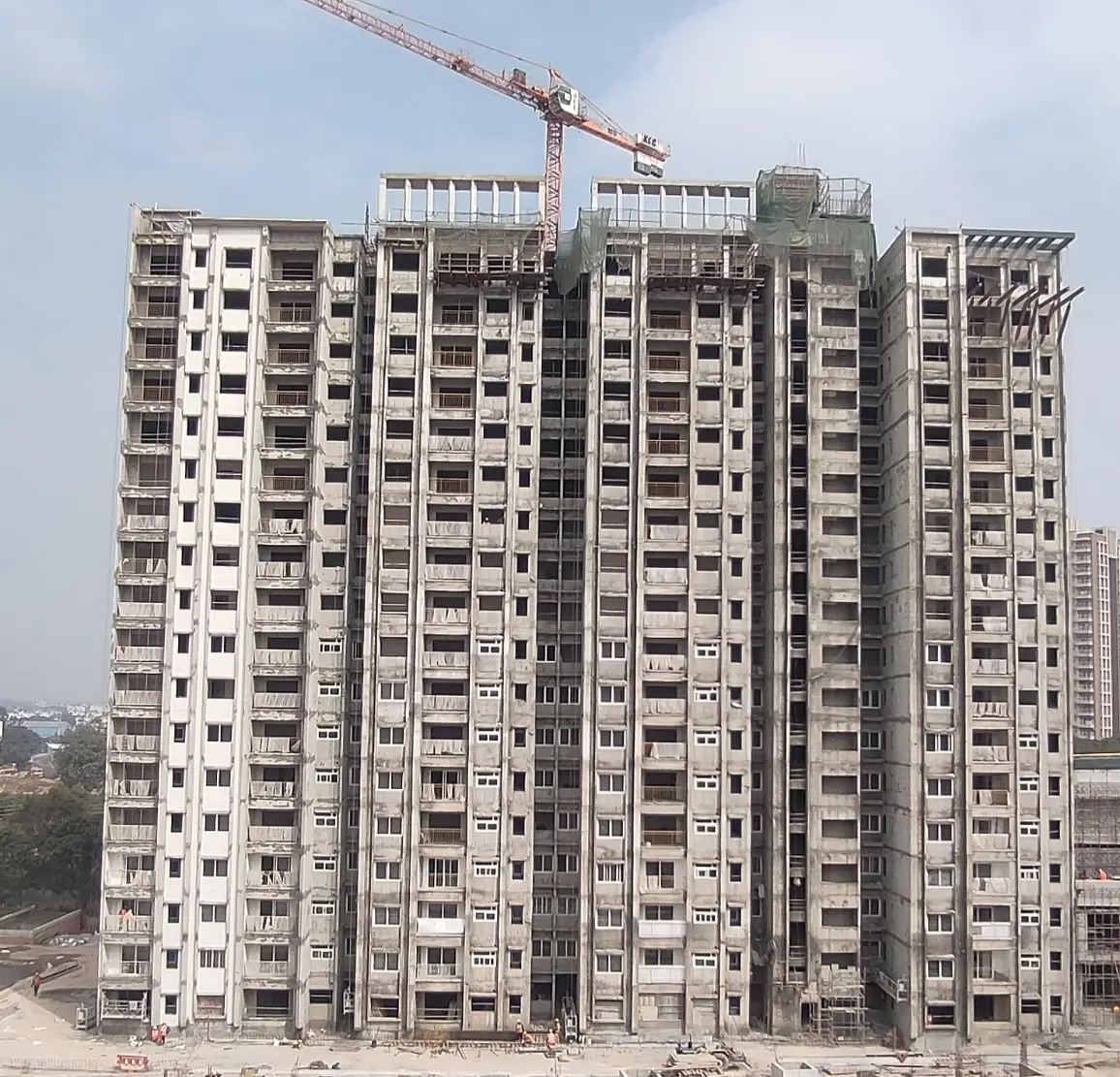 External Painting work in Progress and Fixing of windows in Progress