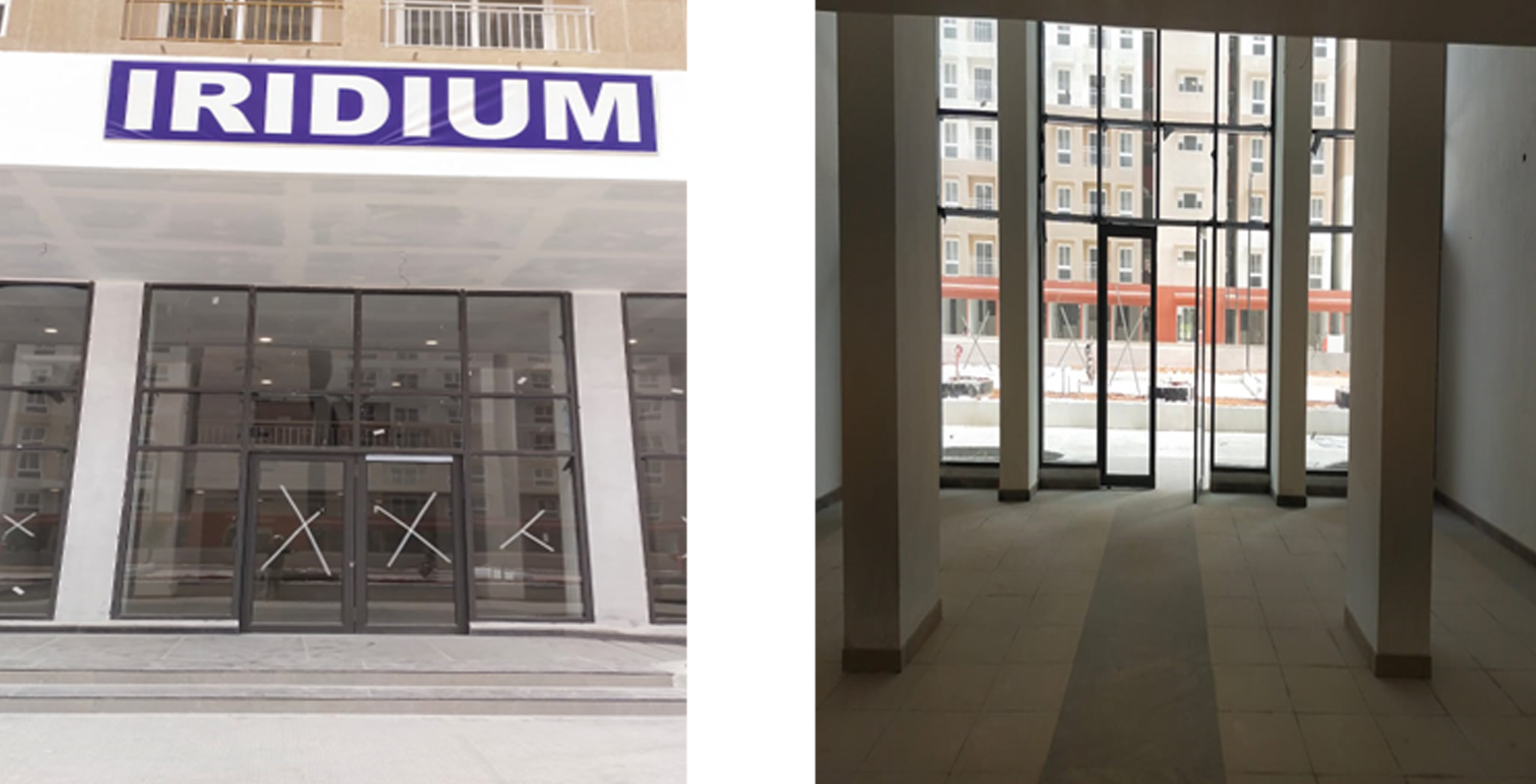 Double height lobby glazing, tiling and false ceiling works
