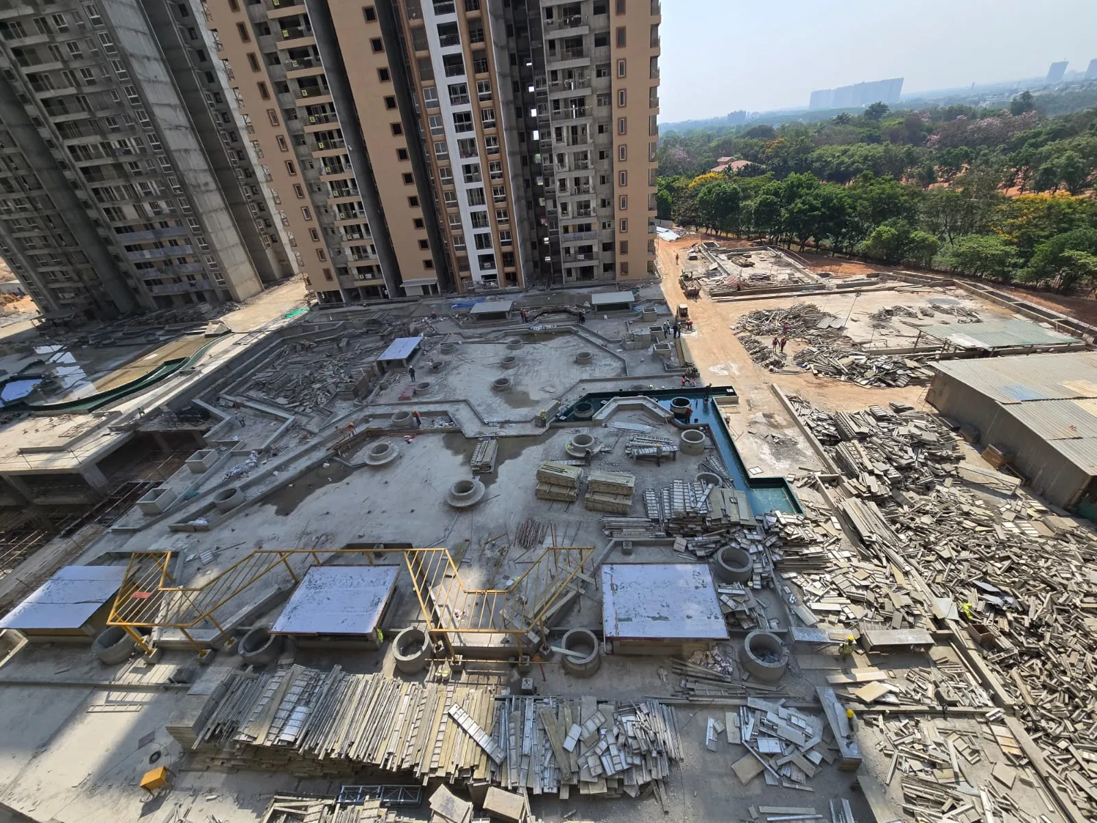 Podium water proofing works and pergola works in progress