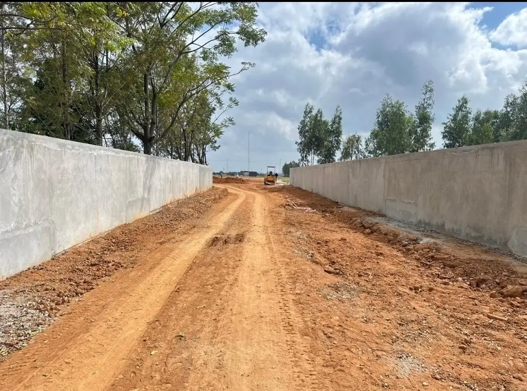 Entrace main road both side compound wall work completed