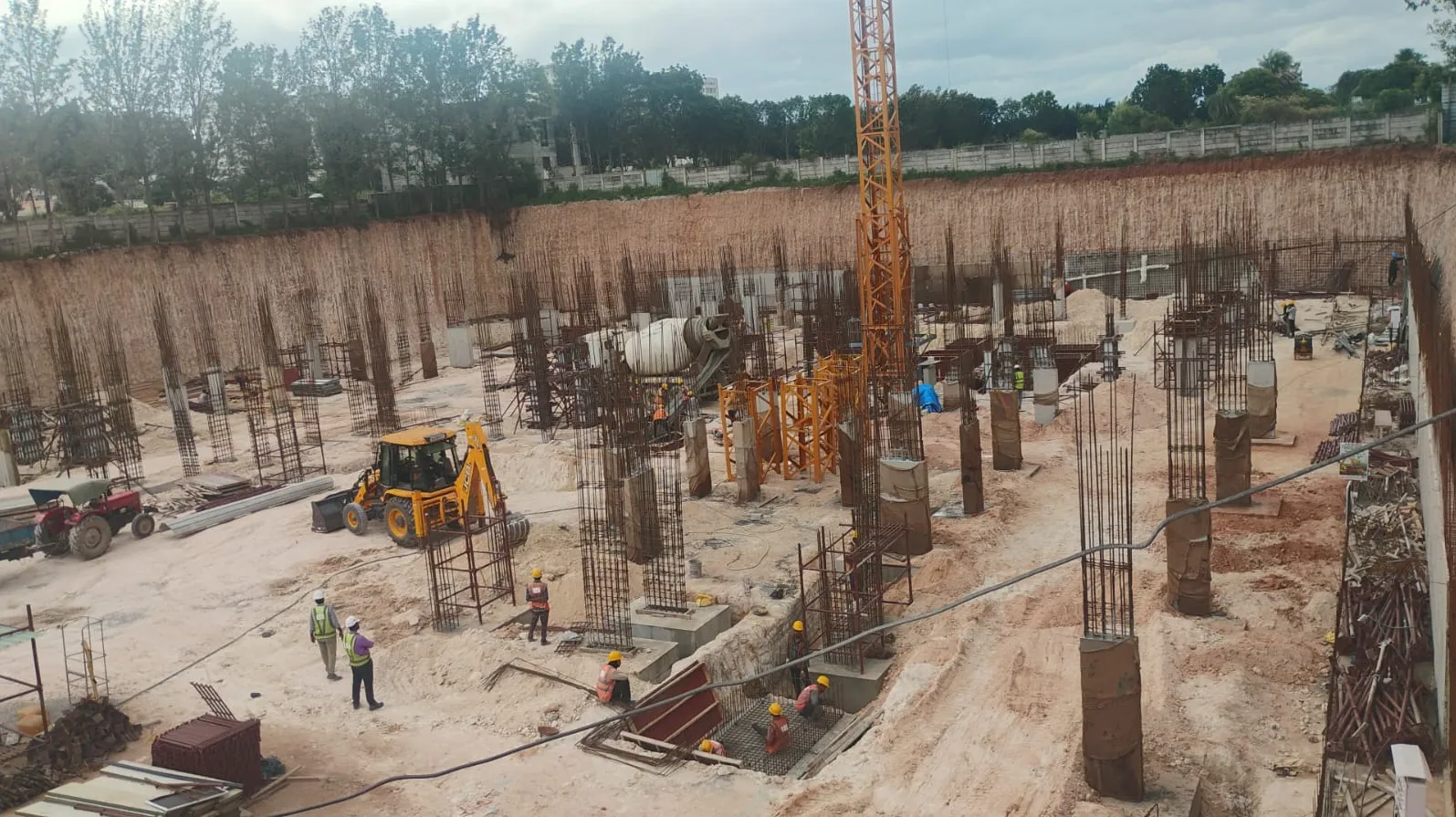 Retaining wall, Footings, columns work in progress.