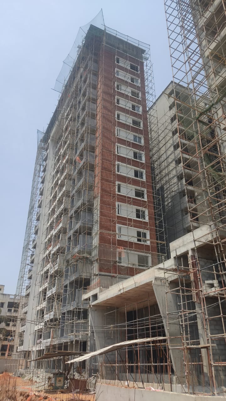 A TOWER :External plastering & MCM cladding works are in progress: