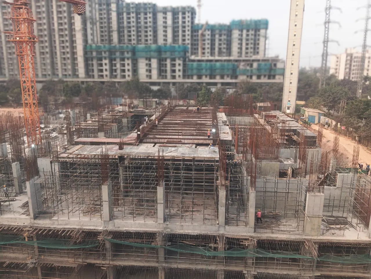 Wing B – First floor slab shuttering in progress