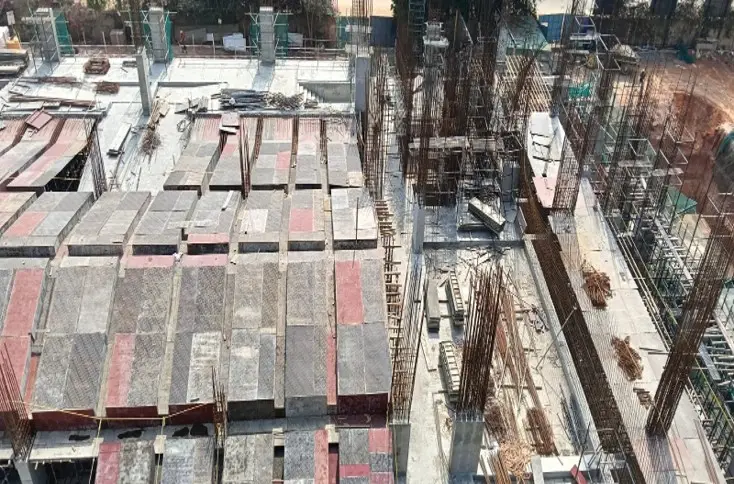 Tower B- First floor to second floor slab shuttering & reinforcement work in progress.