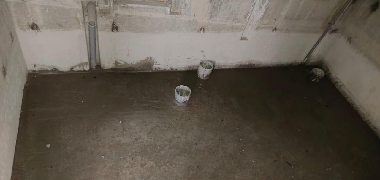 Toilet waterproofing and plumbing work in progress
