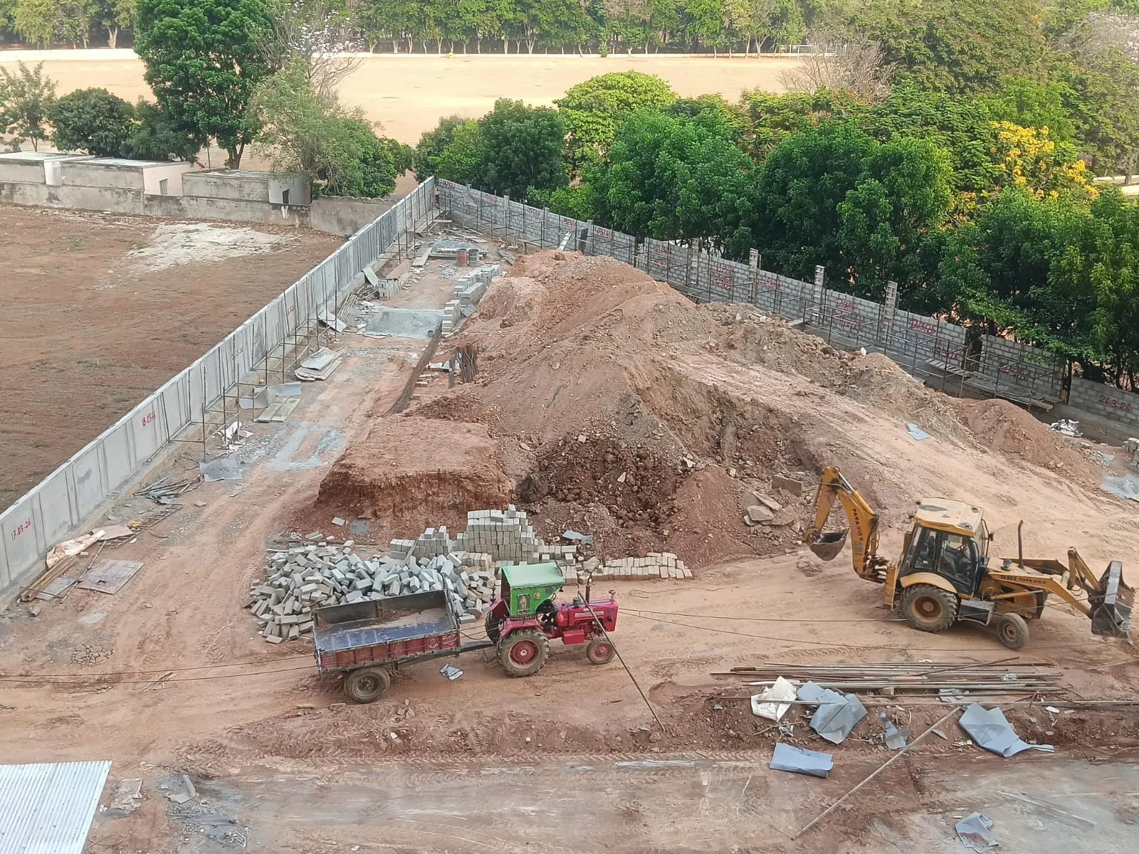 Compound Wall work in progress (South side & North east side)