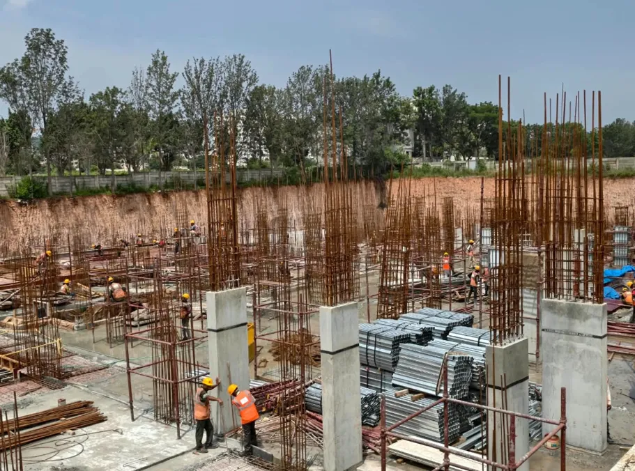 Laurel Upper Basement Slab Concrete, Columns casting for Upper basement to GF work in progress.