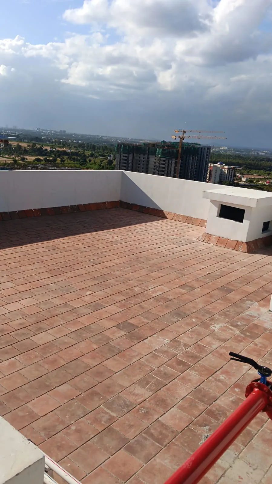 Terrace clay tile work in progress