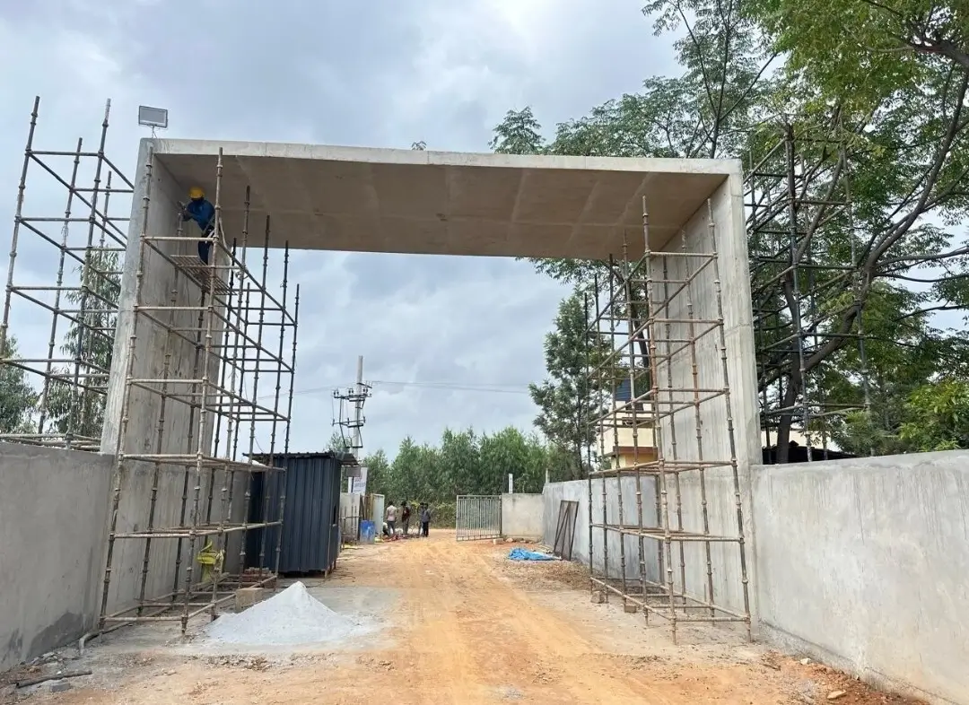 Entry Portal Plastering work in progress