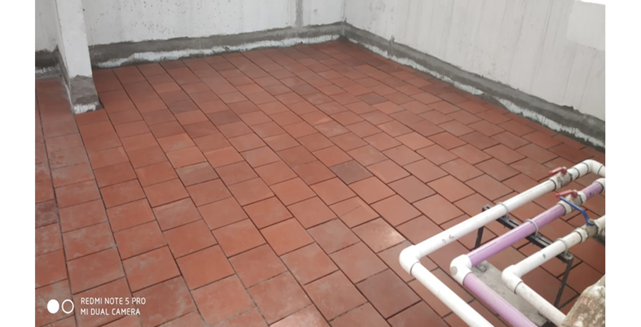 Terrace clay tile work in progress