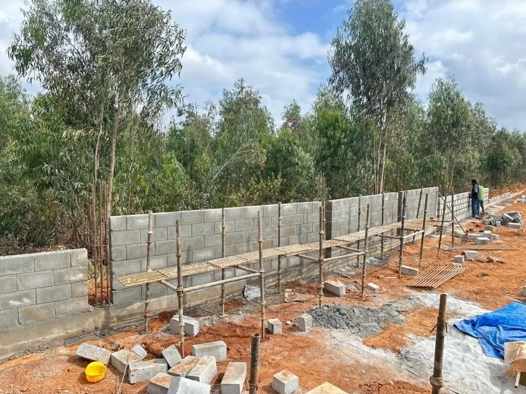 North side compund wall block work in progress