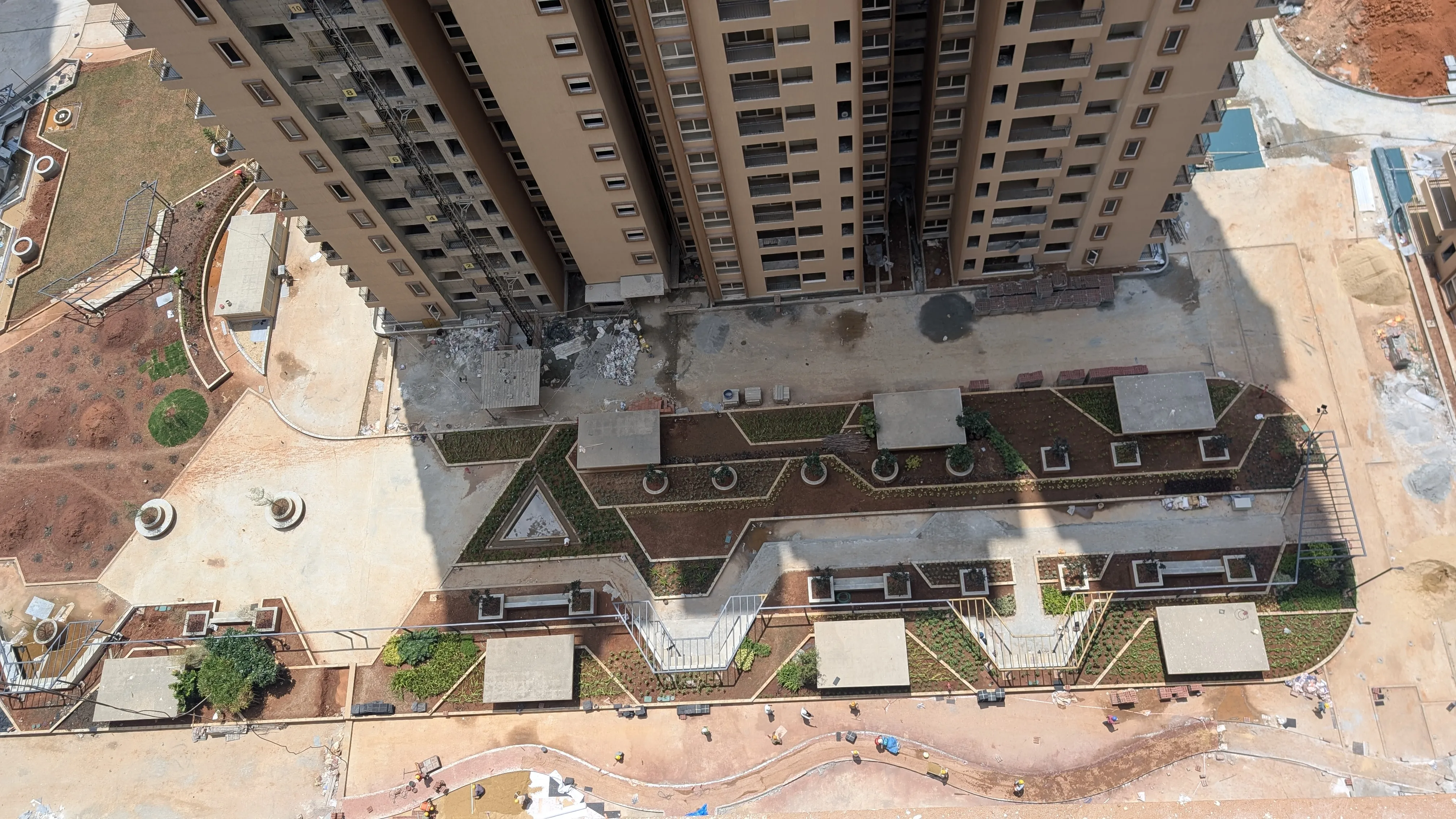 Podium water proofing work ,softscape and pergola works in progress