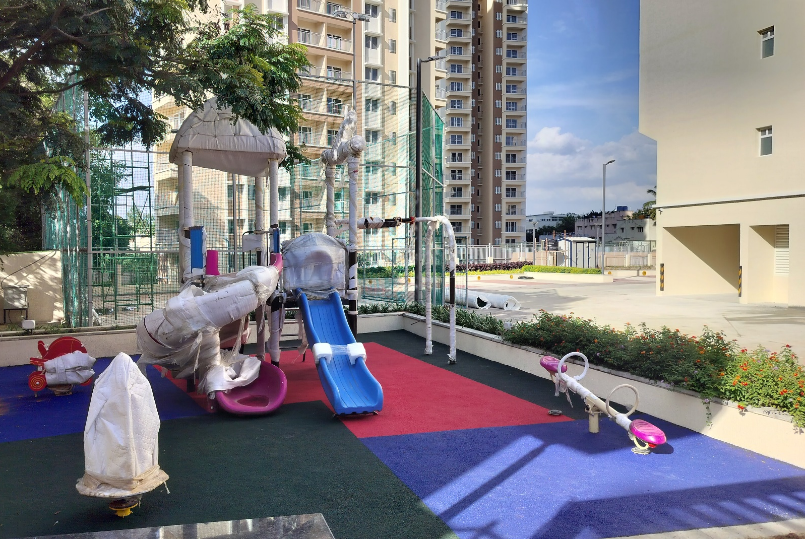 Kids play equipment's installation & EPDM flooring work completed