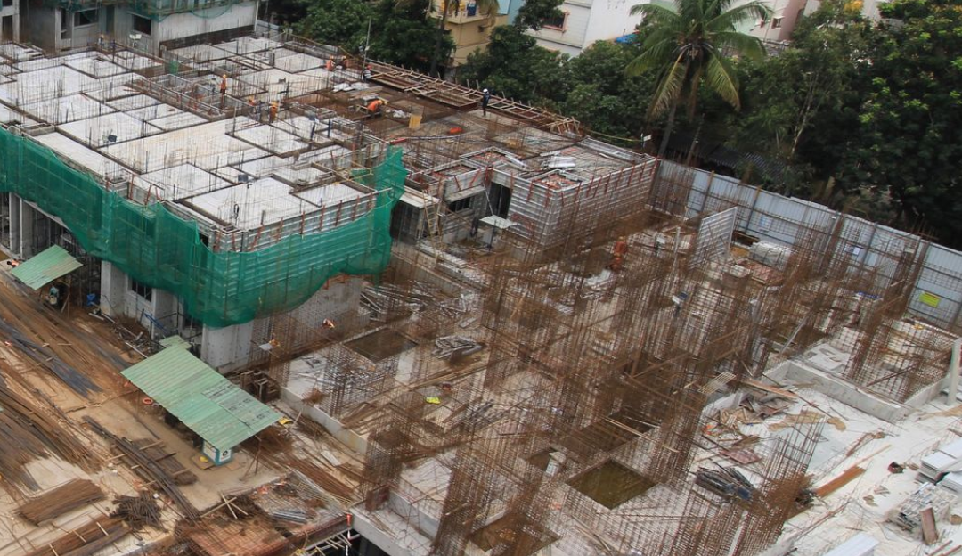 Tower-F : 1st Floor Slab Completed; 1st to 2nd Floor Wall/Slab Work in Progress