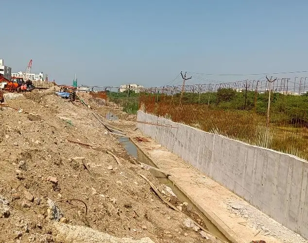 Compound wall work in progress