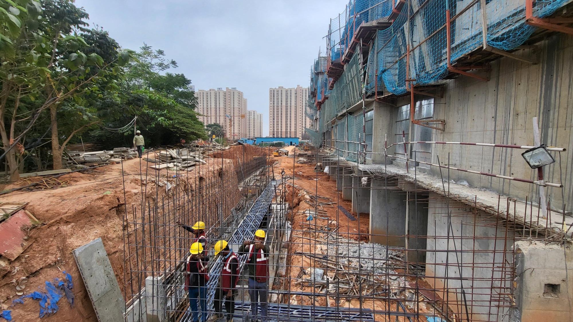 Non tower Area – Retaining wall reinforcement work in progress