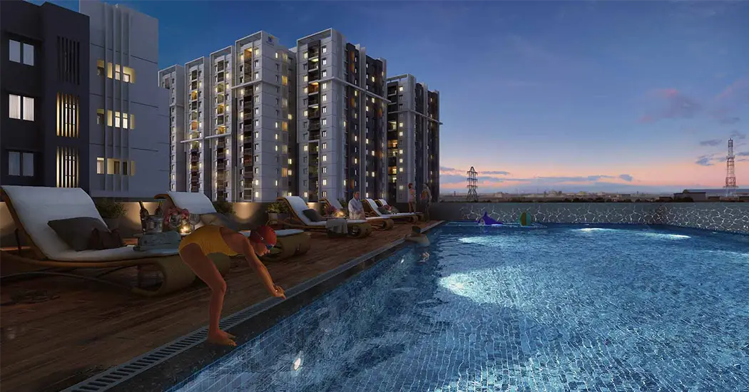 Pool to facade view