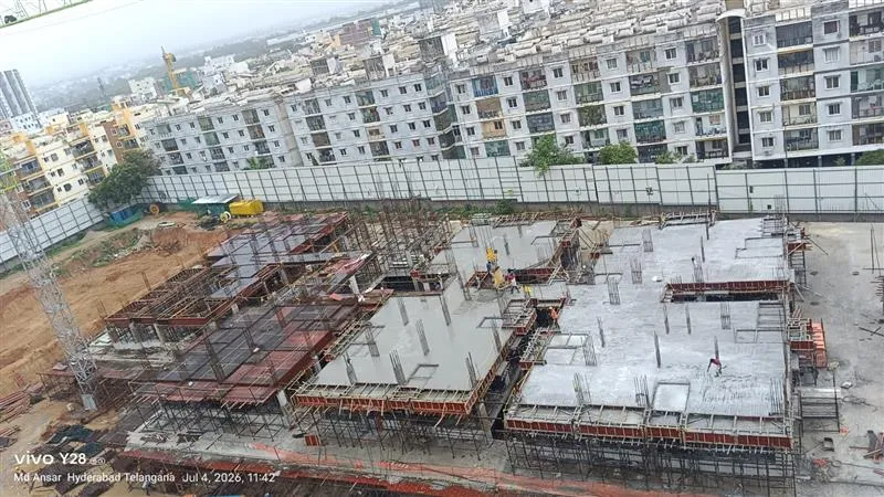 Tower B Ground floor slab casting 100% Completed. First floor slab casting works 50% completed.