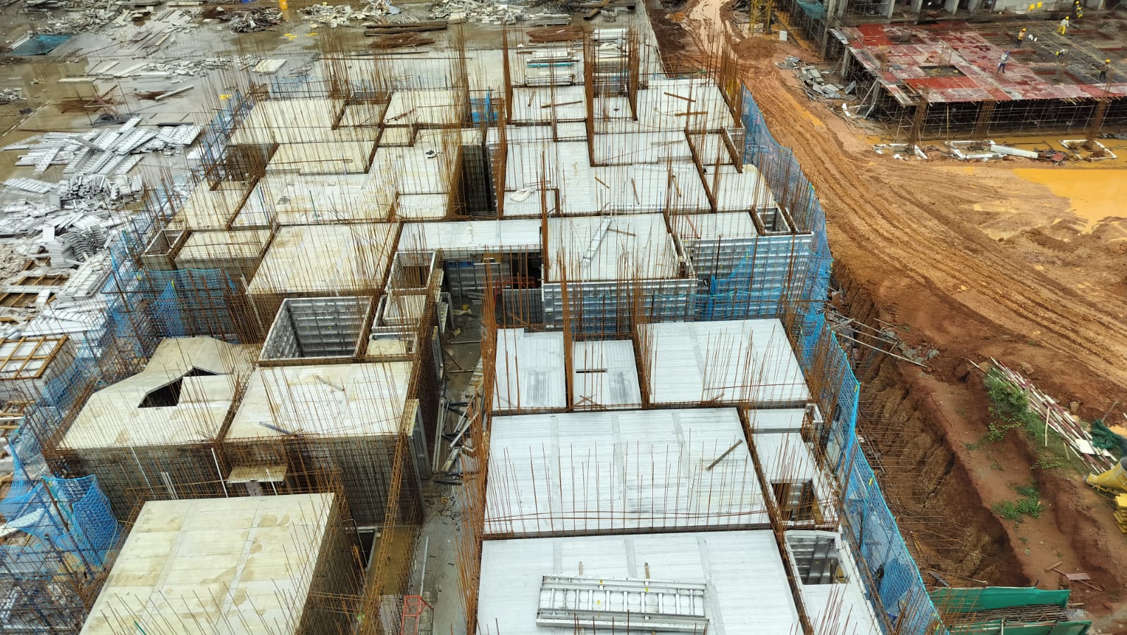 First Floor shuttering and reinforcement is in progress